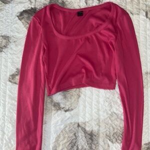 SHEIN Fuchsia Long Sleeve Crop Top